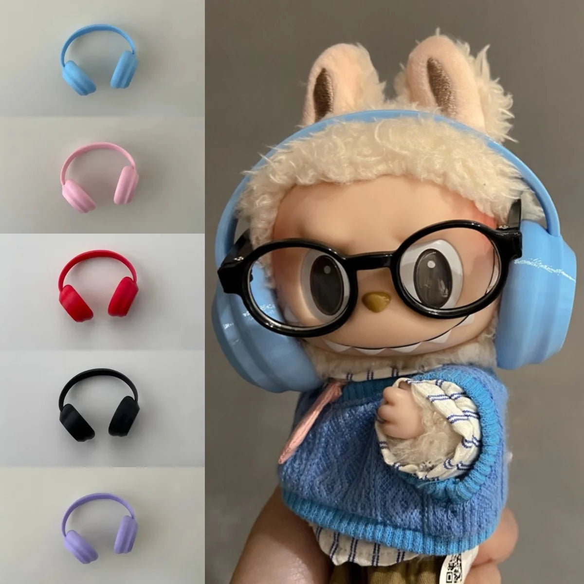 Labubu Vibes Kit – Cute Headphones and Round Glasses